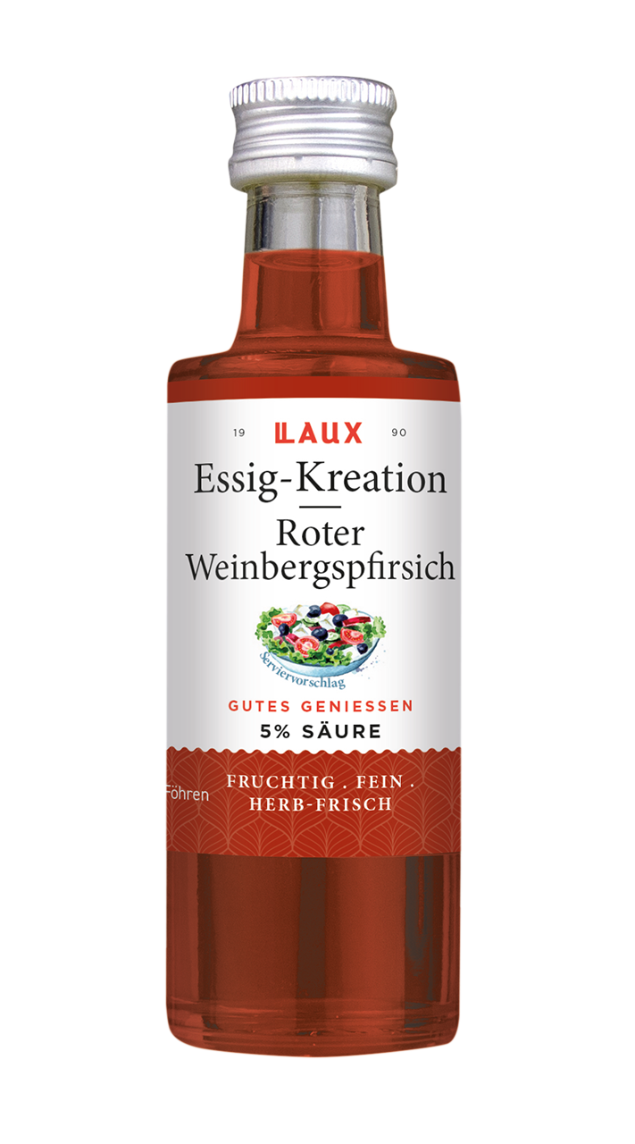 Roter Weinbergspfirsich Essig-Kreation - 40 ml Flasche - 5 % Säure